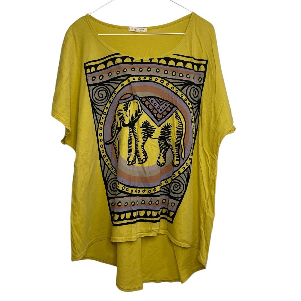Title Unknown Yellow Elephant Graphic Oversized Tee L